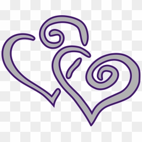 Heart Drawing Clip Art - Two Purple Love Hearts, HD Png Download - purple hearts png