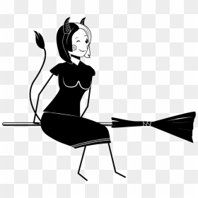 Devil Witch - Evil Woman Free Clipart, HD Png Download - witch broom png