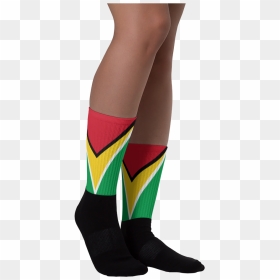 Black Foot Socks - Dtg Printed Socks, HD Png Download - guyana flag png