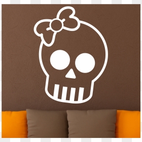 Skull Decal With Bow - Sticker, HD Png Download - cute skull png