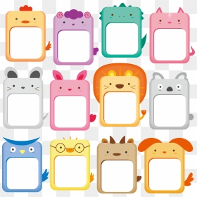 Cute Animals Frame Collection Animal Drawing Clipart, HD Png Download - cute skull png