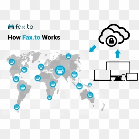 How Fax - To Works - World Map, HD Png Download - fax png