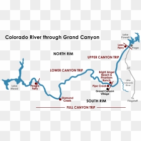 Map Of Colorado River In Grand Canyon - Grand Canyon Colorado River Map, HD Png Download - grand canyon png