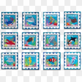 Sea Life All Blocks Bundle - Postage Stamp, HD Png Download - sea life png