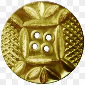 Button With Diamond Mesh And Leaf Pattern, Gold - Button, HD Png Download - gold button png