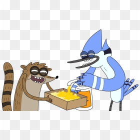 Nachos Vector Cheese Cartoon Svg Library Library - Mordecai And Rigby Eating, HD Png Download - mordecai png