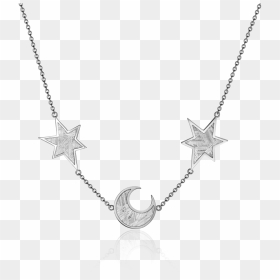 Meteorite Stars And Moon Necklace In Silver - Moon Necklace Png, Transparent Png - meteorite png
