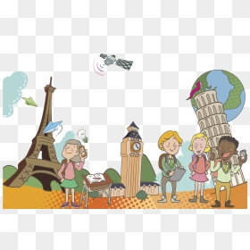 Svg Cartoon Boekentoren Illustration Traveling Children - Kids Traveling Clipart, HD Png Download - traveling png