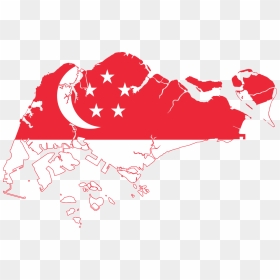 Flag Map Of Singapore - Singapore Map With Flag, HD Png Download - singapore flag png