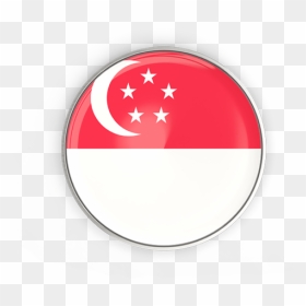 Round Button With Metal Frame - Round Singapore Flag Icon, HD Png Download - singapore flag png