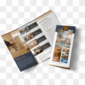 The Q Hotel Tri-fold Brochure Template Preview - Hotel Tri Fold Brochure, HD Png Download - brochure png
