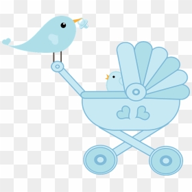 Baby Bird Stroller Clipart - Blue Stroller Cartoon Png, Transparent Png - stroller png