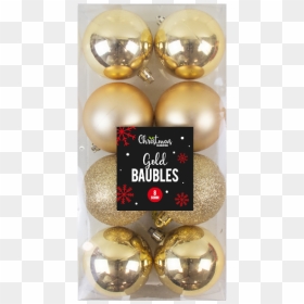 Gold Christmas Baubles 60mm - Pétanque, HD Png Download - gold christmas ornament png