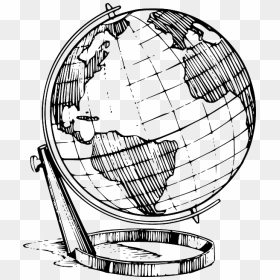 Terrestrial Globe, Earth, Globe, World, Map - Black And White Earth Drawing, HD Png Download - earth globe png