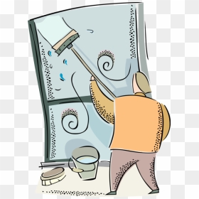 Vector Illustration Of Window Washer Cleaning And Washing - Cleaning, HD Png Download - window vector png