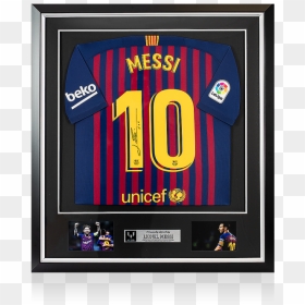 Messi Signed Jersey Framed, HD Png Download - messi png 2017