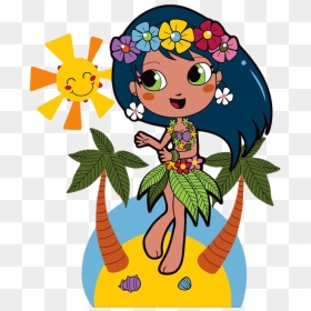 Hawaii Girl Clip Art - Hawaiian Cartoon Girl, HD Png Download - hula girl png