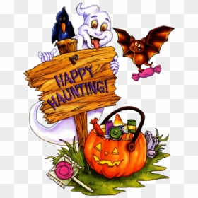 Halloween Cartoon Clip Art - Happy Haunting, HD Png Download - halloween clip art png