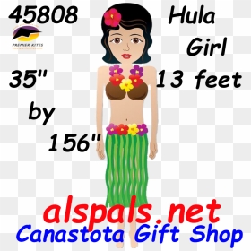 45808 Hula Girl - Cartoon, HD Png Download - hula girl png