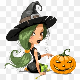 October Clipart Smashed Pumpkin - Cute Witch Halloween Cartoon, HD Png Download - cartoon pumpkin png