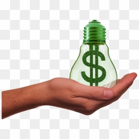 Image Of A Hand Holding An Incandescent Lightbulb - Solar Energy Save Money, HD Png Download - green dollar sign png