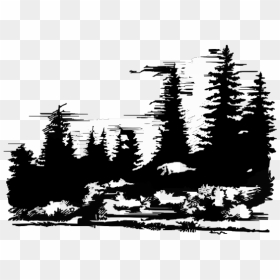 Mountain And Pine Trees Vector, HD Png Download - mountains silhouette png