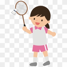 Sport Badminton Clip Art - Girl Playing Badminton Cartoon, HD Png Download - sports equipment png