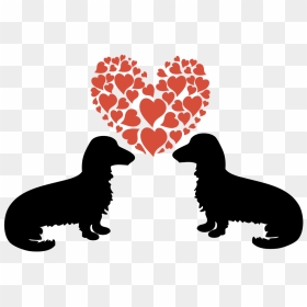 Dachshund Valentines Clipart, HD Png Download - dachshund silhouette png