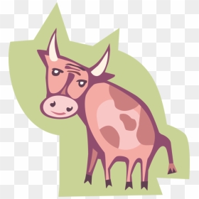 Vector Illustration Of Farm Agriculture Livestock Cattle - Cartoon, HD Png Download - cow vector png
