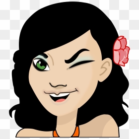 Girl-winking Clip Arts - Desenho Mulher Piscando O Olho, HD Png Download - winking emoji png