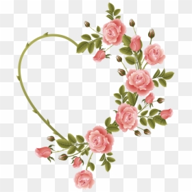 Shabby Chic Flowers Png, Transparent Png - hearts frame png