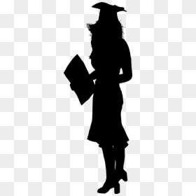 Graduation Girl Silhouette Png, Transparent Png - graduation vector png