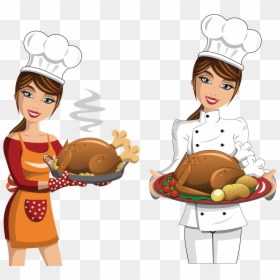 Girl Chef Clipart Png, Transparent Png - chicken vector png