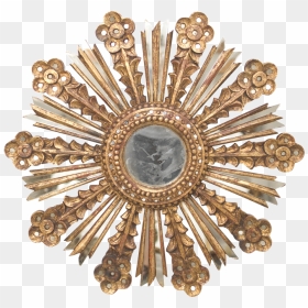 Gold Leaf Starburst Antique Mirror With Mirror Insets, - Mirror, HD Png Download - gold starburst png