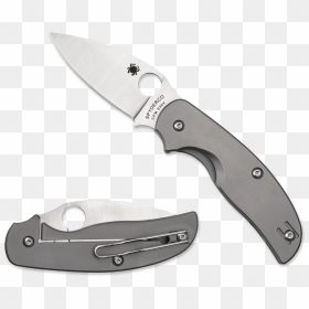 Spyderco Sage 2 Titanium Plain Edge Knife, HD Png Download - knife silhouette png
