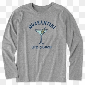 Women"s Quarantini Long Sleeve Crusher Tee - Life Is Good Tee Shirts, HD Png Download - martini glass silhouette png