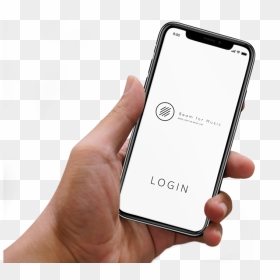 Iphone Х Mockup Login No Background - Iphone Mockup Transparent With Hand, HD Png Download - music background png