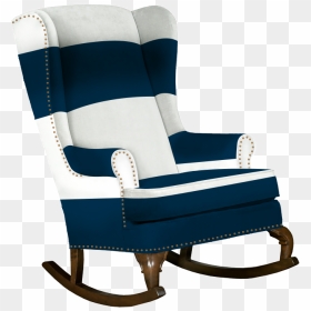 Navy And White Traditional Wingback Rocking Chair With - Wingback Chairs Png, Transparent Png - rocking chair png