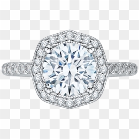 18k White Gold Round Cut Diamond Octagon Shape Halo - Engagement Ring, HD Png Download - octagon shape png