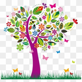 Ftestickers Spring Clipart Tree Butterflies Cute - Graphics Tree, HD Png Download - spring clipart png