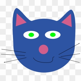 Blue Cat Face Clipart, HD Png Download - cat drawing png