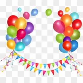 Free Png Transparent Party Streamer And Balloonspicture - Birthday Party Balloons Png, Png Download - streamer png
