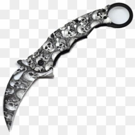 Fajn Nůž Karambit Sklápěcí, Vzor Lebka - Hunting Knife, HD Png Download - karambit png