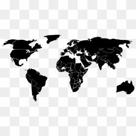 Black White Outline World Map Clip Art, Icon And Svg - United Nations Member Countries Map, HD Png Download - world map black and white png