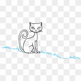 How To Draw Black Cat - Cartoon, HD Png Download - cat drawing png