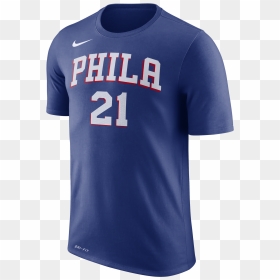 Philadelphia 76ers Men"s Joel Embiid Blue Player Tee - Paul George Clippers Tahirt, HD Png Download - joel embiid png