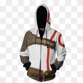 God Of War Kratos Cosplay Zip Up Hoodie Jacket - Persona 5 Shujin Hoodie, HD Png Download - god of war kratos png