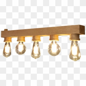 Solid Wood Hanging Light With 5 Bulb Holder"     Data - Wooden Bulb Holder, HD Png Download - hanging light bulb png