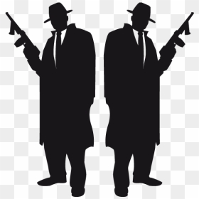 Gangster Silhouettes Standing Together Clipart , Png - Gangster Silhouette Png, Transparent Png - gangster hat png