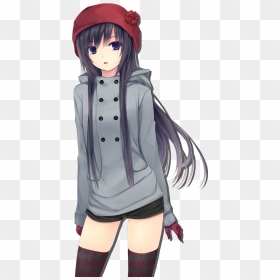 Long Hair Cute Anime Girl, HD Png Download - anime sweat png
